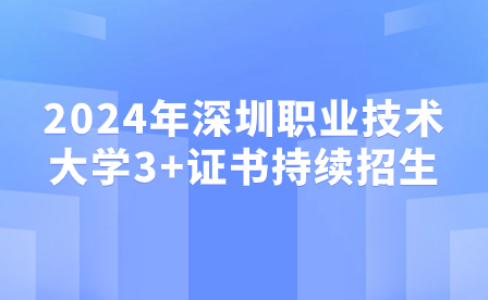 2024年深圳職業(yè)技術大學3+證書持續(xù)招生